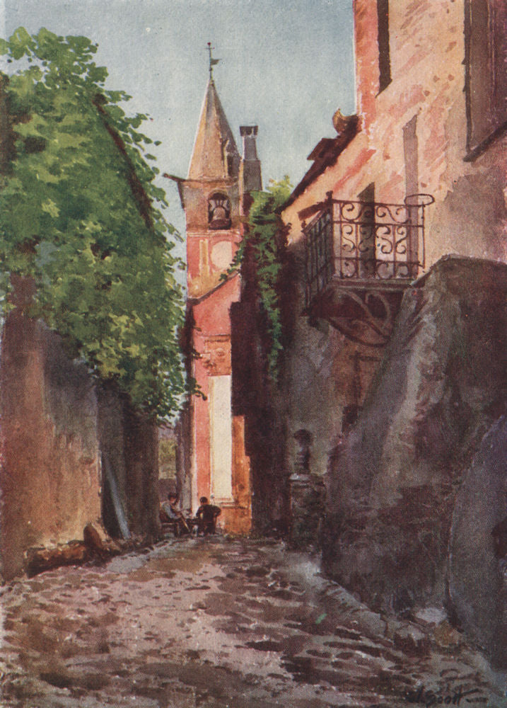'Street in Villanuova, near Albenga' by William Scott. Italy 1907 old print